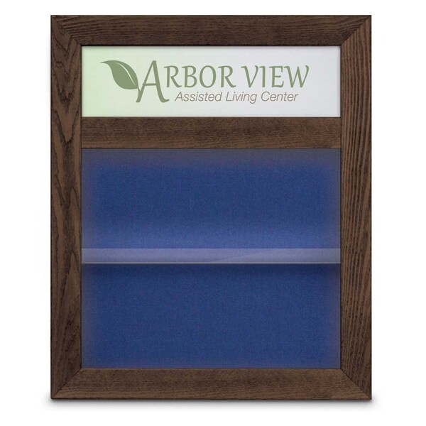 Outdoor Enclosed Combo Board, 42"x32", Brnz Frame/Wht Porc & Medium Grey